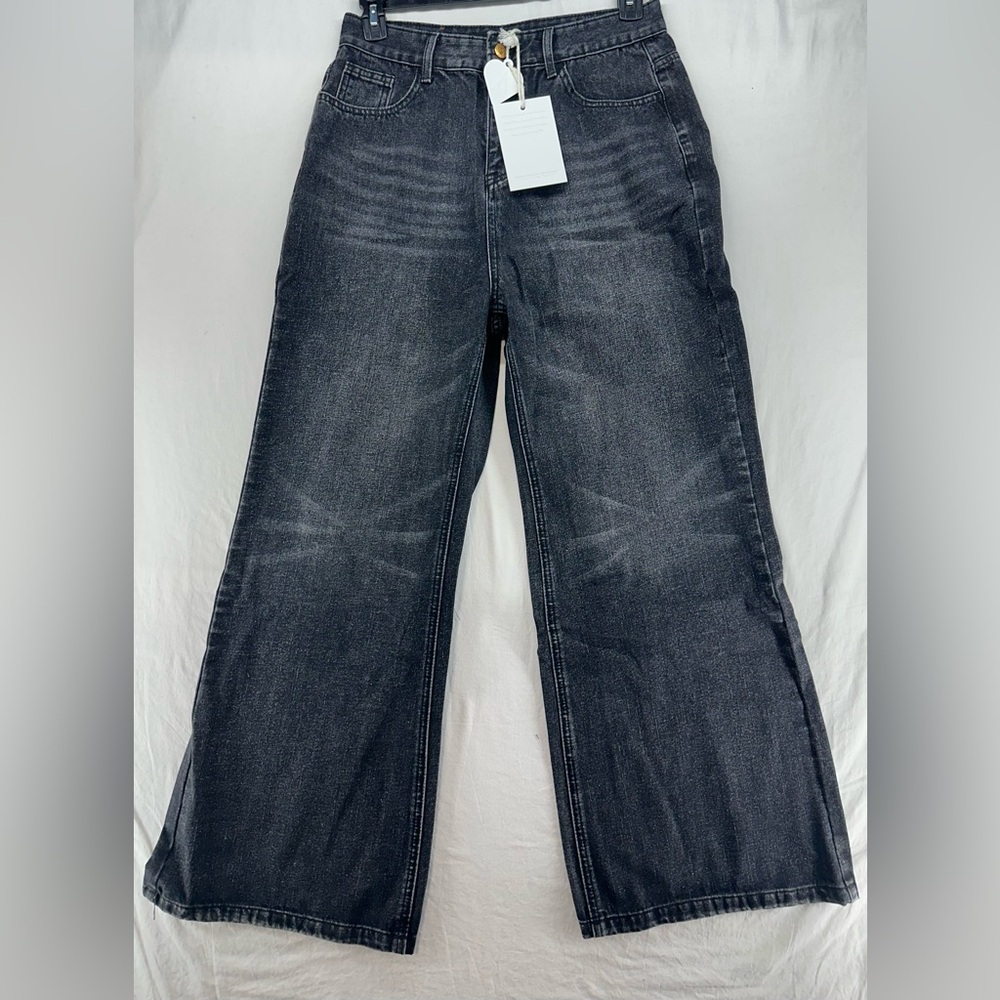 Aelfric‎ Eden Jeans Wide Leg Charcoal Gray Black Wash Size 30